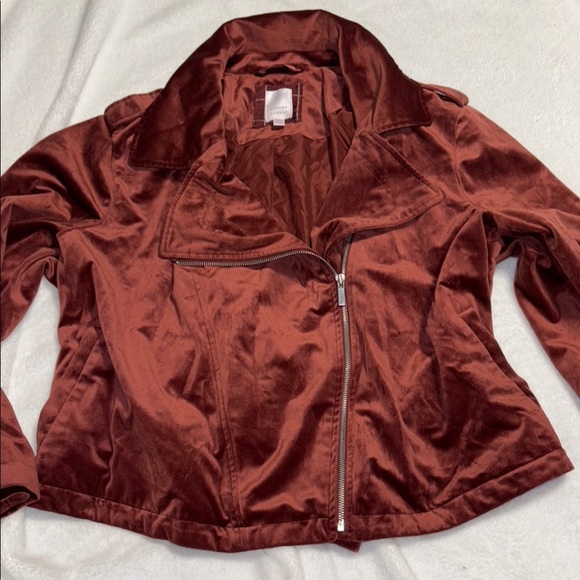 2X Copper Velvet jacket coat zip front short double breasted women's plus - Picture 1 of 5